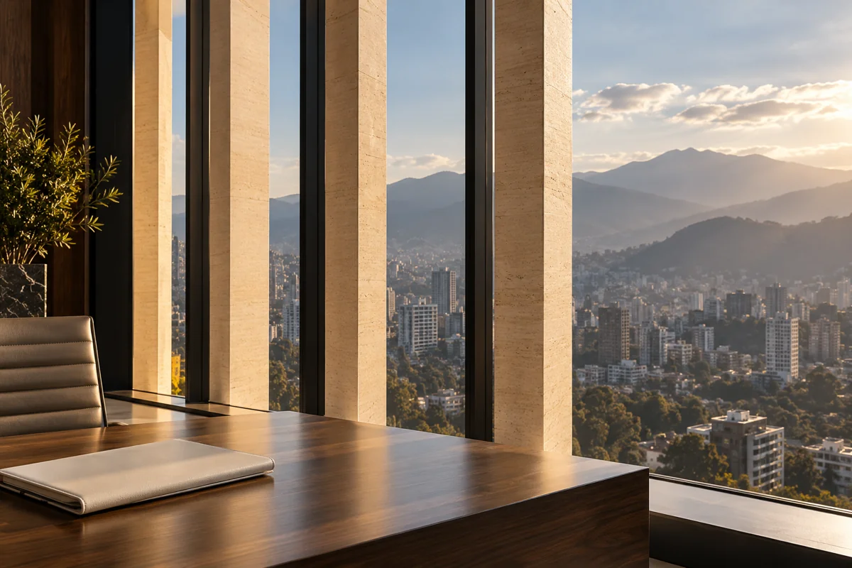 Entorno arquitectónico corporativo, imagen conceptual creada con IA